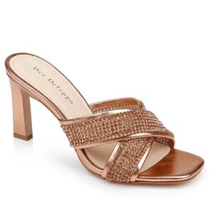 Dee Ocleppo Ireland Criss Cross Leather Heeled Sandals Copper Metallic Sz 7